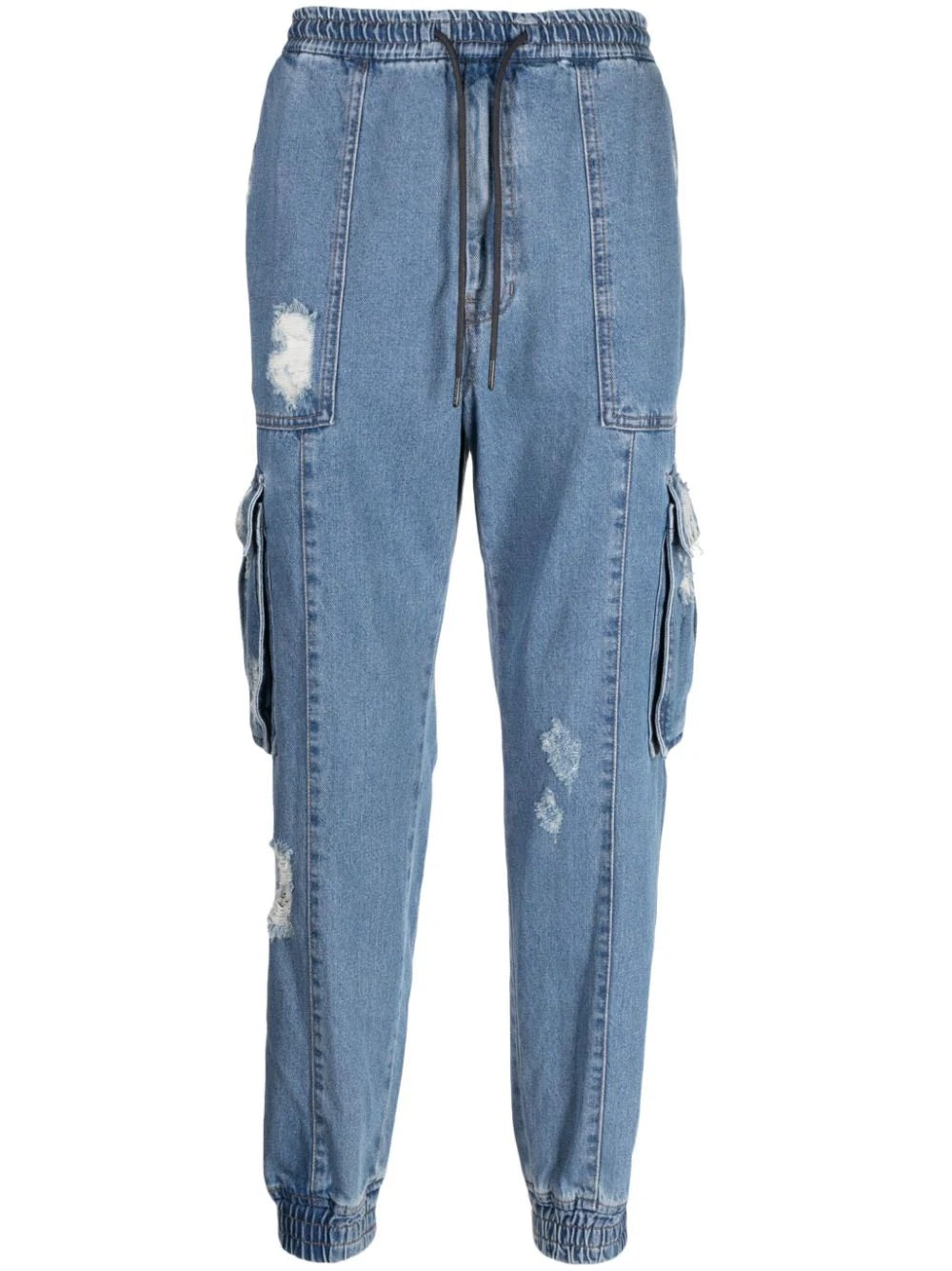 Destroyed Denim Cargo Joggers