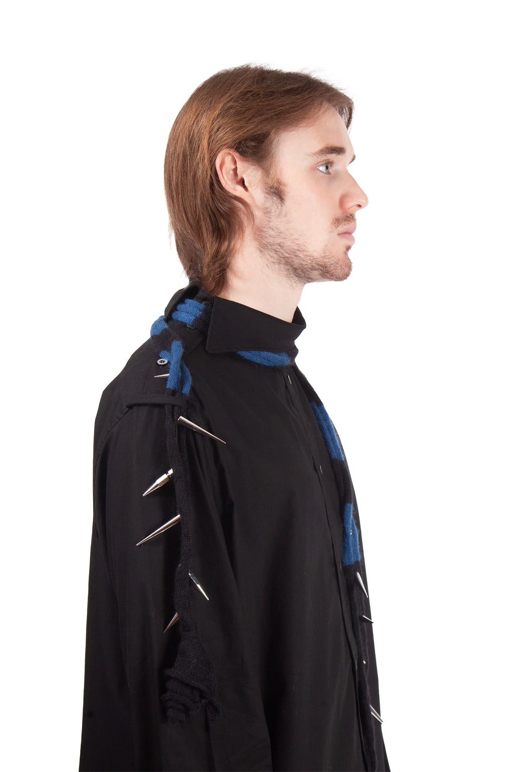 Knit Spike Scarf - Black/Blue